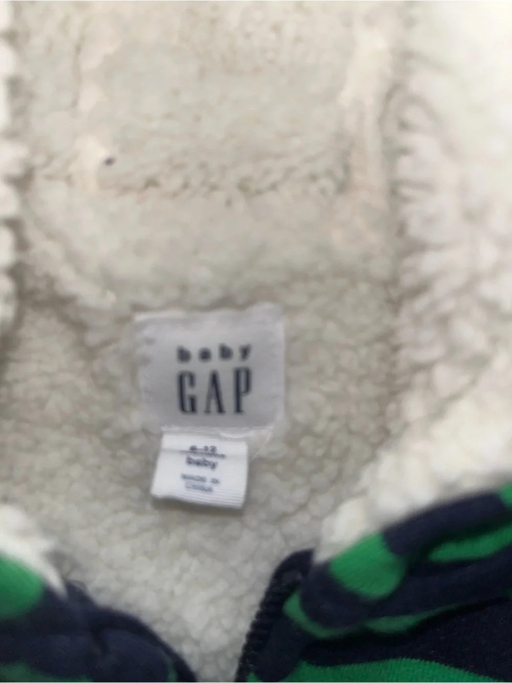 GAP Green and Navy Striped Hooded One-Piece